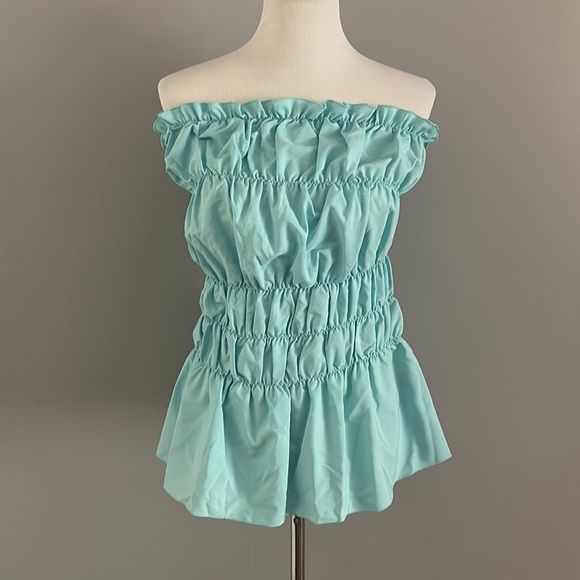 Shein Ruffle Trim Ruched Tube Top - Picture 4 of 5